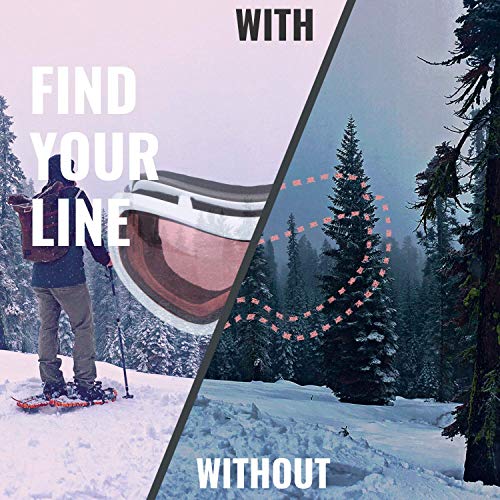 devembr OTG Ski Goggles Clear, Snowboard Goggles Anti-Fog,100% UV Protection, Anti-Slip Strap,Helmet Compatible Snow Goggles for Men & Women,Skiing Snowmobile Skating, White Frame, Pink Lens(VLT 51%) - Thumbnail 2