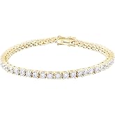 AFFY 14k Gold Plated 925 Sterling Silver Sparkling Cubic Zirconia Classic Tennis Bracelet for Women Size 6.5"