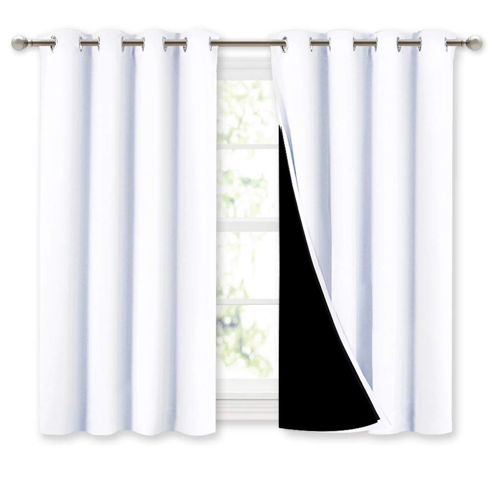 Photo 1 of NICETOWN White 100% Blackout Curtains 45 inches Long, 2 Thick Layers Completely Blackout Window Treatment Thermal Insulated Lined Drapes for Small Window (1 Pair, 52 inches Width Each Panel)