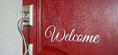 11 x 3.1 Inch Welcome Vinyl Decal - Great For Front Doors - White Vinyl