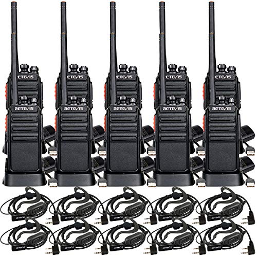 Retevis H-777S Two-Way Radios Long Range Rechargeable FRS Radio Vox Security Commercial Walkie Talkies with Earpiece Headset for Adults (10 Pack)