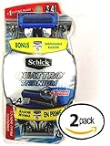 Pack of 2 Schick Quattro Titanium 4 Blade Razors with Edging Blades, 3 Pack with Bonus 5 Blade Razor, with Flip-trimmer