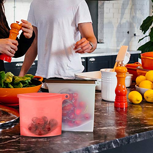 Chrider Reusable Silicone Food Storage Bags (Set of 6) - 3xLarge 50oz, 3xMedium 30oz, Leakproof Food Grade Silicone bags for Vegetable, Liquid, Snack, Meat, Sandwich