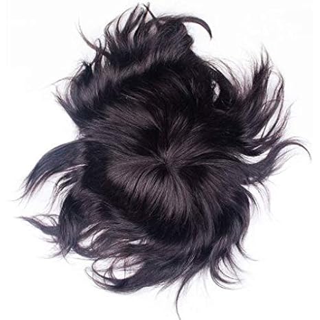 Thrift Bazaar Natural Black 100 Human Hair Toupee Hair Wigs For