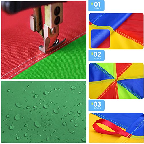 image for Oun Nana Play Parachute for Kids 6 Foot with 8 Reinforced Handles & St