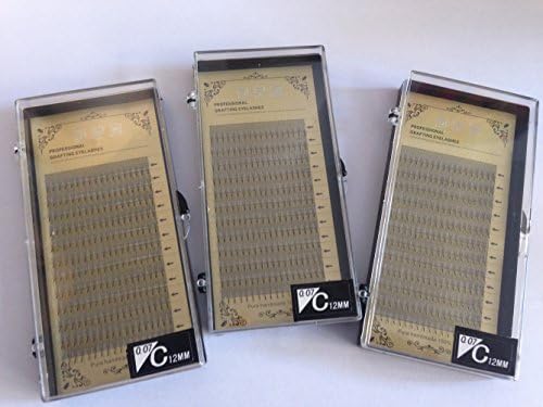 VRwig 3 Trays/Lot 3D Volume Eyelashes Extensions 0.07mm Thickness Hair Mink Makeup C Curl Individual Eye Lashes Natural Style (12mm+12mm+12mm)