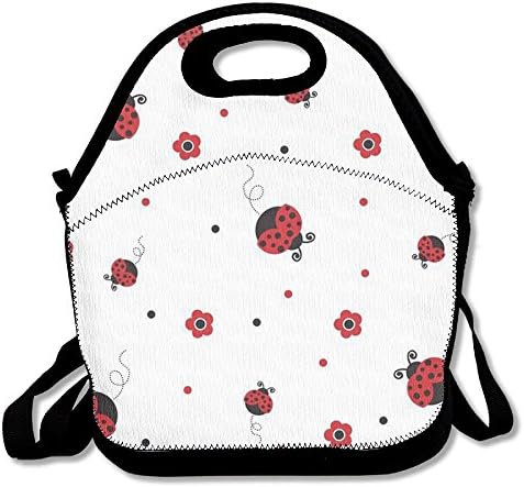 HFJDKS Cartoon Ladybug Insulated Thermal Lunch Bag Waterproof Outdoor Travel Picnic Carry Case Lunch Handbags Tote