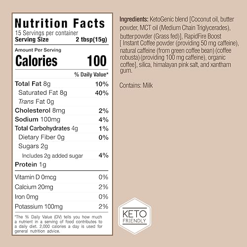 RAPID FIRE KETOGENIC FAIR TRADE INSTANT KETO COFFEE MIX SUPPORTS ENERGY METABOLISM WEIGHT LOSS KETOGENIC DIET CANISTER 15 SERVINGS, ORIGINAL, 7.93 OUNCE