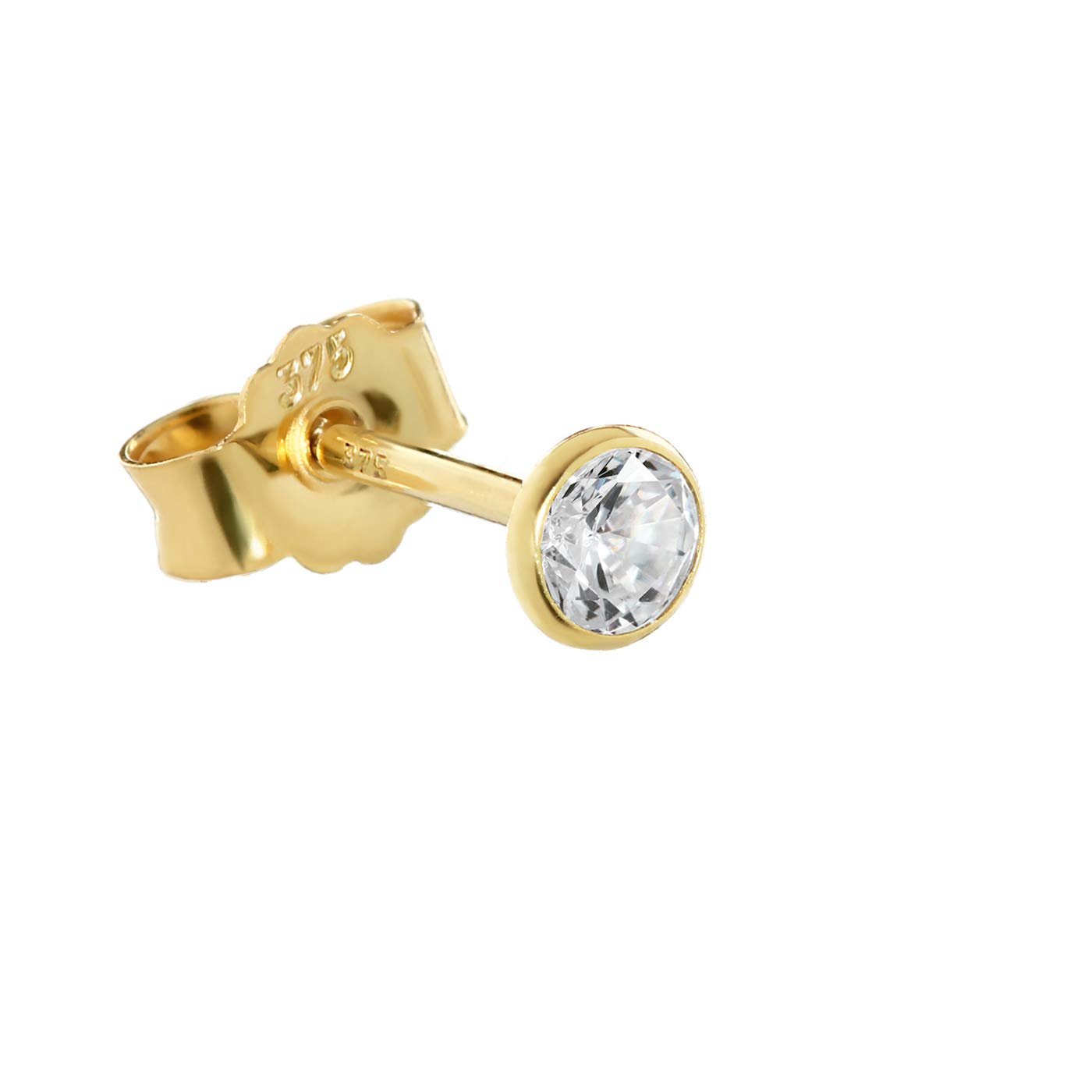 NKlaus single 3,5mm calyx stud earrings yellow gold gold earring Zirkonai white 2604