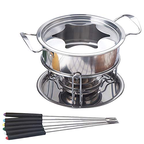 Xigeapg 10-Piece Set Multifunctional Stainless Steel Ice Cream Chocolate Cheese Hot Pot Melting Pot Fondue Set Kitchen Accessories