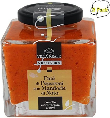 Italian Villa Reale Red Pepper &amp; Almonds Pate, 6.35oz (180gm), Pack of 3