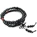 KONOV Mens Womens Wool Bracelet, Tibetan Buddhist Sandalwood Beads Prayer Mala Necklace, Black