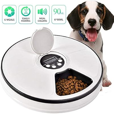 Automatic Pet Feeder Cats Dogs 6 Meal Trays Dry Wet Food