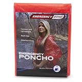 Emergency Zone Emergency Red Poncho, Emergency Rain Gear, Weather Protection. Disposable. 1 Pack