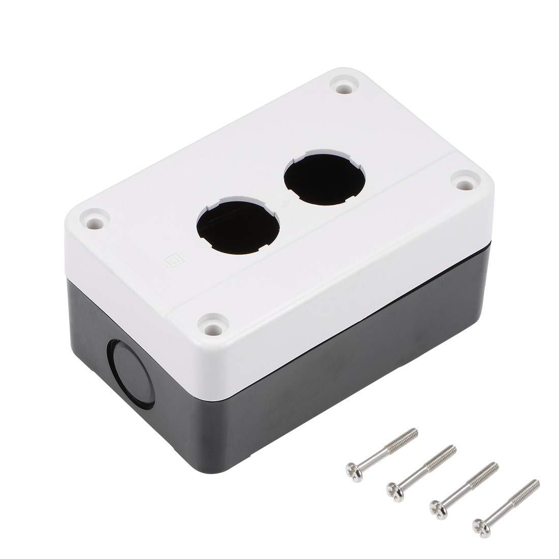 Photo 1 of uxcell Push Button Switch Control Station Box 22mm 2 Holes Aperture White and Black