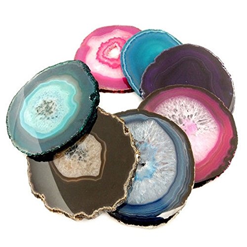 4 (four) agate slice coaster - mixed colored agate coas…