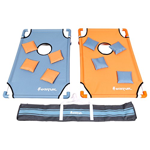 Harvil Portable Premium PVC Framed Cornhole Set with 8 Double-Lined Bean Bags and Carrying Case - Thumbnail 7