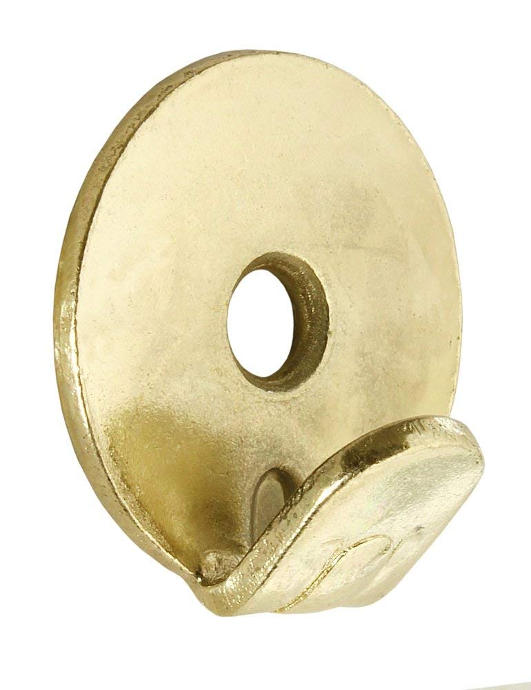 Merriway BH06719 (20 Pcs) 1-Hole Brass Plated Heavy Duty Wall Hooks - Pack of 20 Pieces
