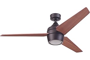 Honeywell Ceiling Fans Eamon, 52 Inch Modern Indoor LED Ceiling Fan with Light, Remote Control, Three Mounting Options, 3 Dual Finish Blades, Reversible Motor - 50603-01 (Bronze)