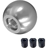 BDZMC Car Round Ball Gear Shift Knob, Aluminum Alloy Gear Shift Stick Head for Most Manual Vehicles with 3 Adapters M8, M10, M12 (Silver)