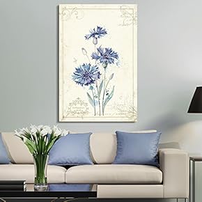 Canvas Wall Art - Vintage Style Purple Flowers - Giclee Print Gallery Wrap Modern Home Art Ready to Hang - 12x18 inches
