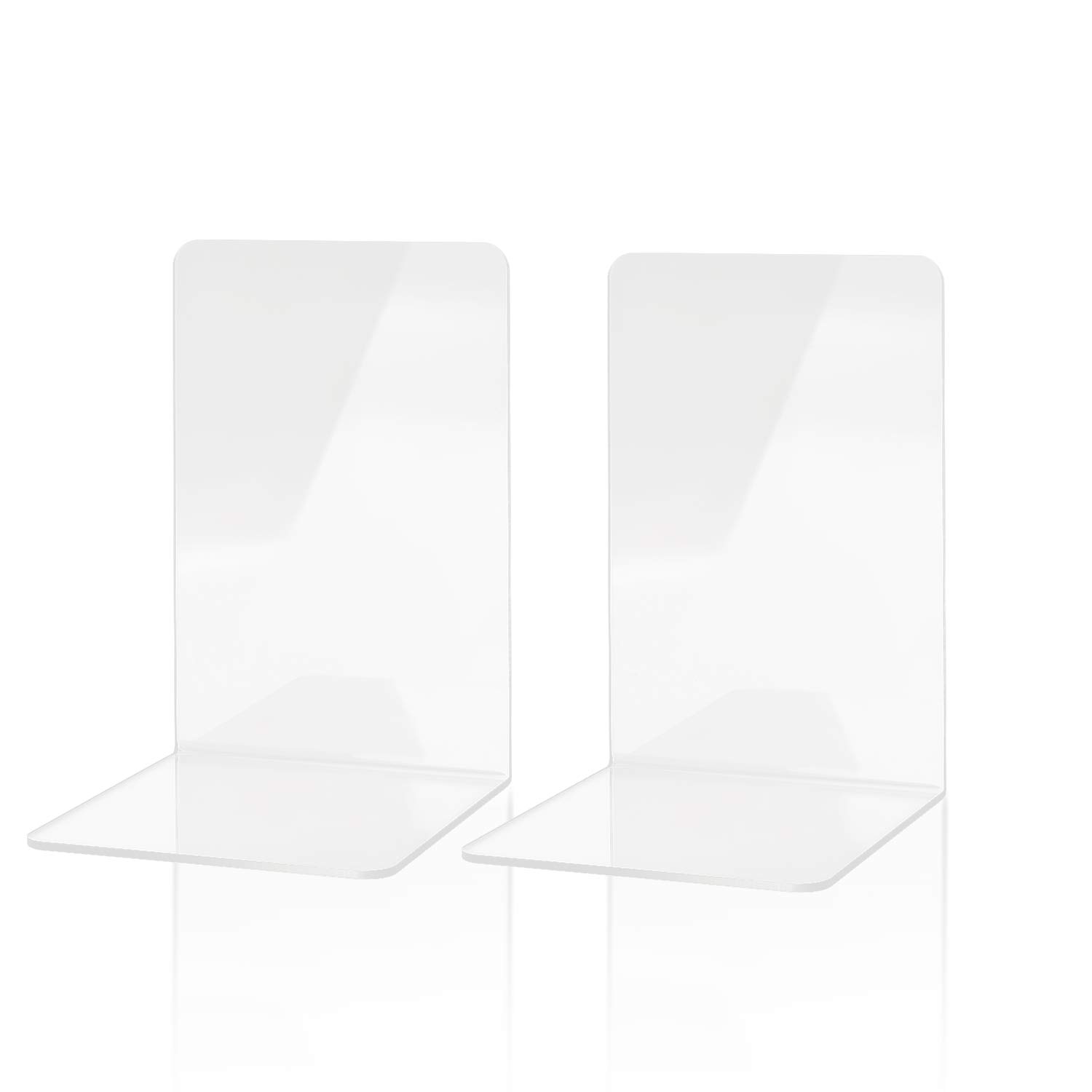 1 Pair Clear Acrylic Bookends, MSDADA Book Ends for Shelves, Anti-Slip Book Organizer Book Holder Book Storage Bookshelf Decor for Bedroom Desktop School Library Office Supplies Books Shelf Dividers
