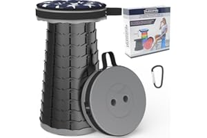 ALEVMOOM Telescoping Stool with Cushion, Portable Telescoping More Sturdy Capacity 440Ib,Collapsible Retractable Adjustable Folding Stool for Garden Hiking Fishing BBQ