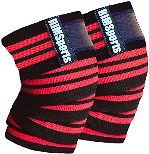 RIMSports Knee Wraps for Weightlifting Men and Women Powerlifting, Deadlift, Bodybuilding, Squats and Gym, Fitness, Gym Workouts, Knee Straps and Knee wraps for weightlifting and Cross Training