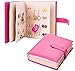 NFASHIONSO Jewelry Travel Organizer-Litte Book Design PU Leather Jewelry Earing Storage,Pink
