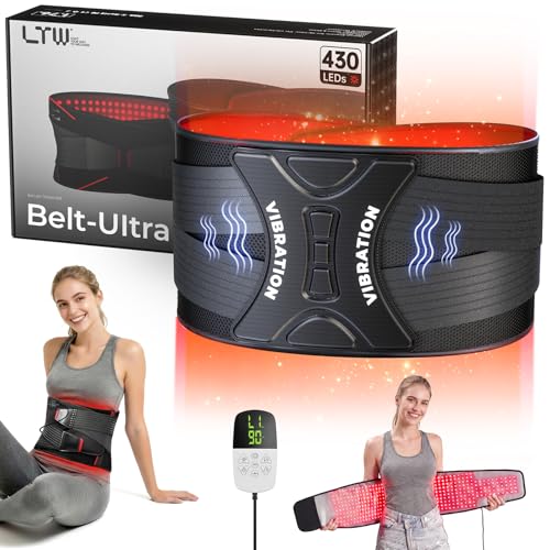 LTW Flagship Red Light Therapy Belt, 430 LEDs Infrared Red Light Therapy for Body, 660nm & 850nm Near Infrared Wrap with Vibration for Back Pain Relief, Waist, Belly, Shoulder (49.2" x 9.1" 430 LEDs)