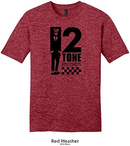 Throwbackmax 2 Tone Record Label Tee Shirt - Long Live Vinyl! (Medium, Red Heather)