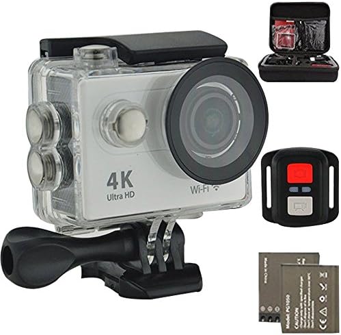 Action Camera 4K Ultra HD Action Video Camera 12MP Wifi Sports Camera Waterproof Camera 170 Degree Wide Angle Lens 2.4G Remote Control 2Pcs 1050mah Batteries with Full Accessory Kits
