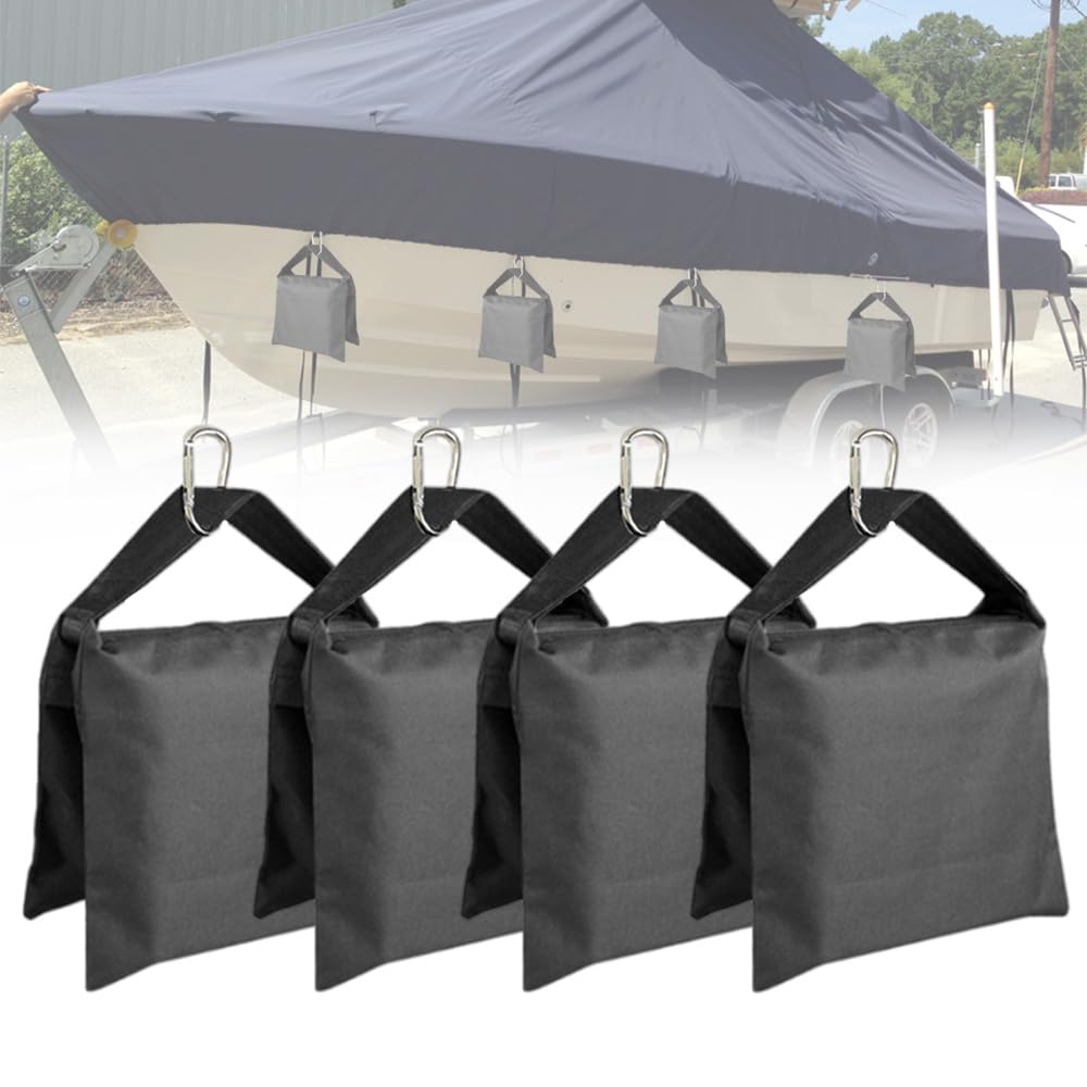 Boat Cover Sand Bags 4 Pcs, Marine Grade Mooring Kit Boat Shield Accessories, Windproof Weight Sandbags, Each 10 lbs capacity