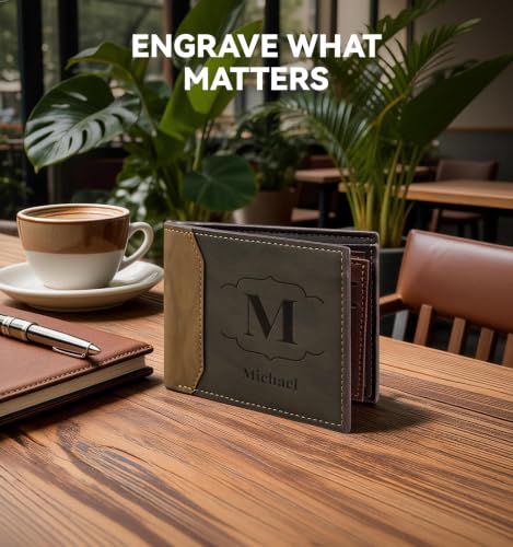 TPone Personalized Engraved Wallet for Men, Custom Text Bifold Wallet