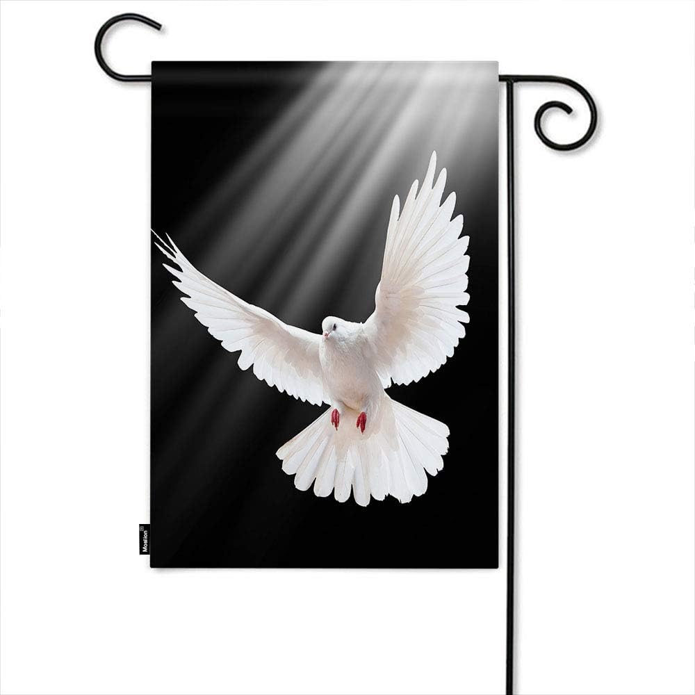 Moslion Dove Garden Flag Peace Bird White Dove with Swings Flying in The Sky Sunlight Home Flags 12x18 Inch Double-Sided Banner Welcome Yard Flag Outdoor Decor. Lawn Villa