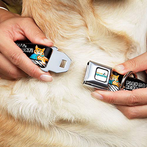 Dog Collar Seatbelt Buckle Play Me Off Keyboard Cat Black White 16 to 23 Inches…
