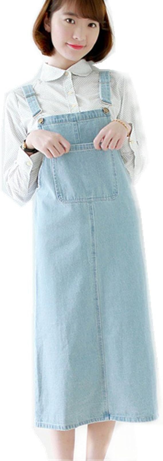 Amazon Snolyni Jp レディースワンピース デニムサロペット つりスカート ノースリーブ キャミワンピース ロングワンピース オーバーオール ワンピース チュニック 通販