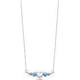 925 Sterling Silver Heart Necklaces for Women - Gemstone Necklace for Women - Birthstone Necklace - Necklaces for Women Silver - Minimalist Jewelry - Gemstone Jewelry for Women