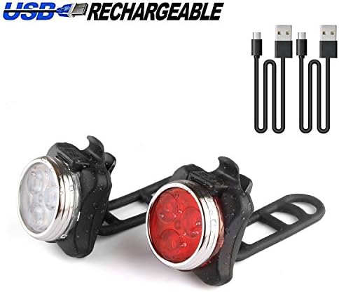 Cingk Bycicle Light, USB Rechargeable Bike Light Set Super Bright LED Front and Back Rear Bicycle Lights Easy to Install for Kids Men Women Road Cycling Safety Warning Light