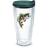 Tervis Made in USA Double Walled Bass Insulated Tumbler Cup Keeps Drinks Cold & Hot, 24oz, Clear