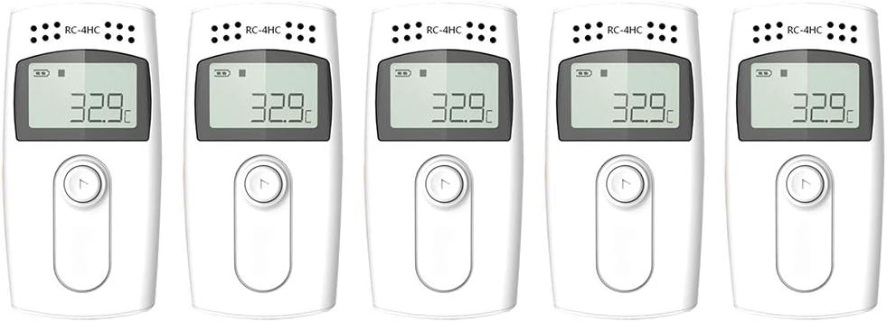 Temperature Data Logger,Therm La Mode Temperature Monitor Digital Temperature Recorder with LCD Display Screen 16000 Reading External Sensor Support Free Win&Mac Software(5pcs)