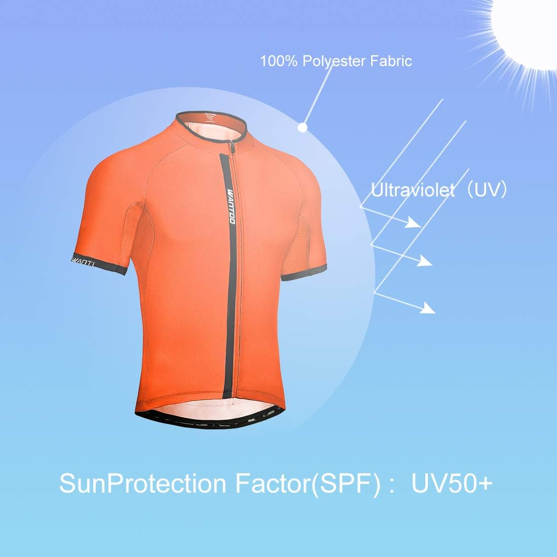 Wantdo Cycling Jersey for Men Short Sleeve Biking Shirt with 3 Rear Pockets: Clothing
