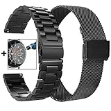 CAGOS Galaxy Watch 46mm/Ticwatch Pro Bands, Solid Stainless Steel Metal + Mesh Loop Strap Replacement Band for Ticwatch Pro/Samsung Galaxy Watch 46mm Smartwatch (Metal+Mesh Black XLarge)