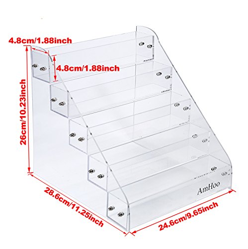 AmHoo Acrylic Spice Rack with 25 Clear Glass Jar Bottles and 80 Chalkboard Labels - 5 Tiers Kitchen Spice Rack Organizer
