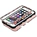 iPhone 6 Plus Case, iPhone 6S Plus Case, JoJoGoldStar Dual Layer Hybrid, Slim Fit Heavy Duty Plastic and Silicone TPU Hard Cover with Stylus and Screen Protector - Rose Gold Lace Swirls
