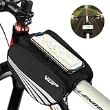 VUP Bike Top Tube Bag, Waterproof Front Frame Bike Bag with Large Storage, Universal Bicycle Motorcycle Handlebar Bag Fits All 4
