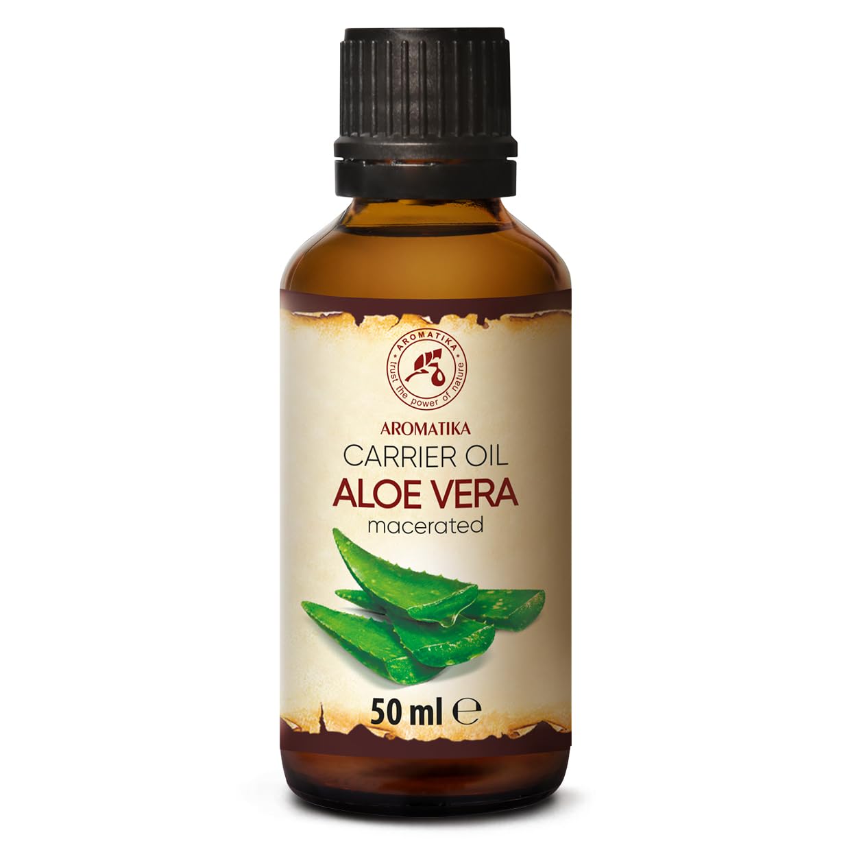 Aloe Vera Oil 50ml - Aloe Barbadensis Leaf Extract - Brasil - 100% Pure & Natural - Best Facial Oils Benefits for Skin - Hair - Face - Body - Massage - Bath - Glass Bottle - Oil Aloe Vera