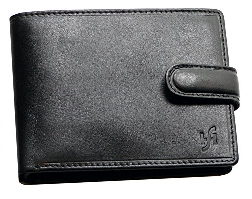 Starhide RFID Blocking Real Italian VT Smooth Leather Passcase Wallet Purse Credit Cardholder Coin Pouch Id Card Holder 1213 Black