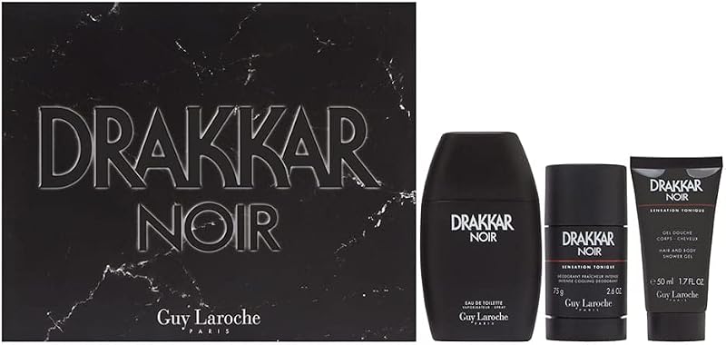 Guy Laroche Drakkar Noir Men 3 Pc Gift Set 3.4oz EDT Spray Deodorant Shower Gel
