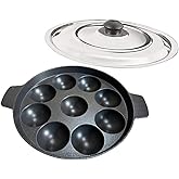 Sahishnu Online & Marketing 9 Cavity Induction Base Appam Pan with Steel Lid, Appam Maker, 9 Pits Appam Maker With Steel Lid